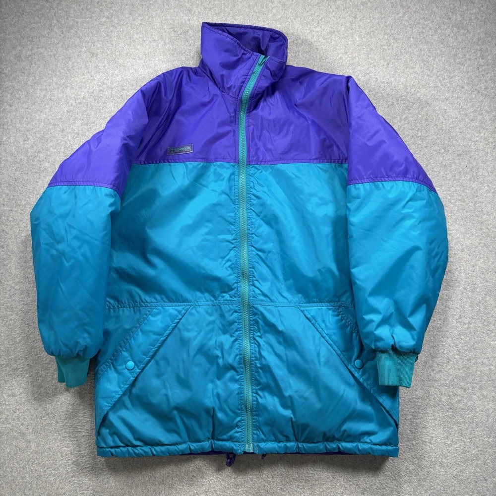 Vintage Women's Columbia Retro Jacket M Ski Color block Zip Up Reversible Coat